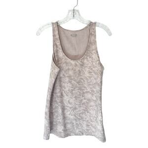Athleta Frosted Floral Velvety‎ Pink Workout Athletic Scoop Tank Top Size Large